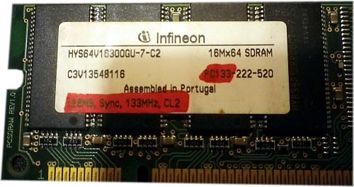 Infineon PC Arbeitsspeicher 128 MB PC133-222-520 SD-RAM 133MHz
