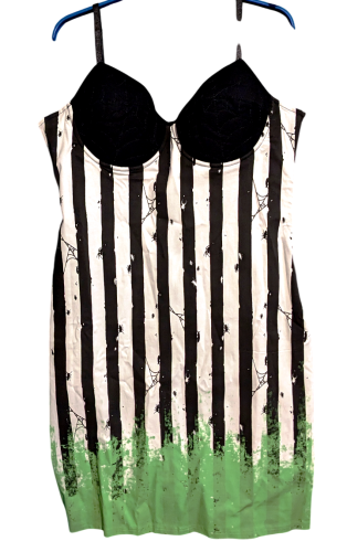 Killstar Beetlejuice Distressed Stripe Bleistift Kleid