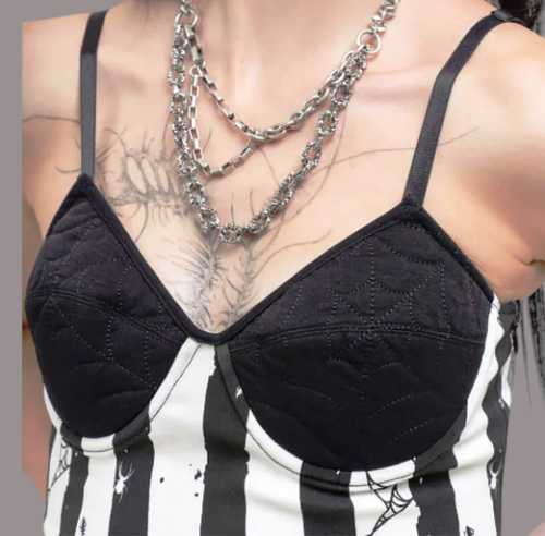 Killstar Beetlejuice Distressed Stripe Bleistift Kleid