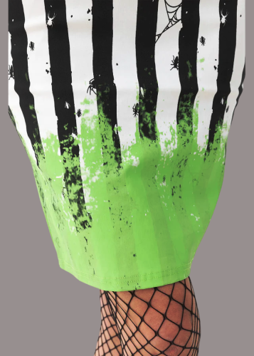 Killstar Beetlejuice Distressed Stripe Bleistift Kleid