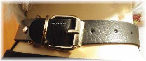 Halsband mit großem O-Ring - Nieten Schwarz Silber -  Gothic - BDSM - Harajuku
