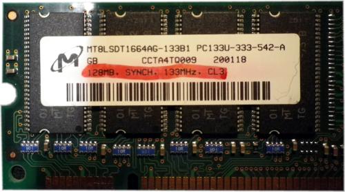 Micron PC Arbeitsspeicher 128MB RAM PC133U CL3 PC RAM
