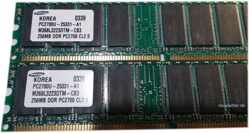 Samsung PC Arbeitsspeicher 2x 256 MB DDR RAM PC2700U PC RAM