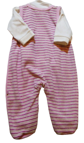 Kleinkinder Baby Strampler 2 Teiliges Baby Set Nicki Samt Flieder Rosa mit Shirt