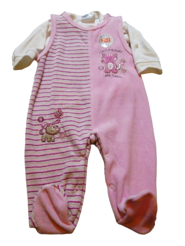 Kleinkinder Baby Strampler 2 Teiliges Baby Set Nicki Samt Flieder Rosa mit Shirt