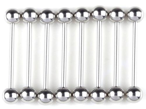 Barbell Zungen Brustwarzen Piercing 16G - 1.4mm Edelstahl