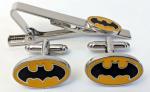 Batman Manschettenknöpfe & Krawattenclip Set - Silber/Gelb/Schwarz