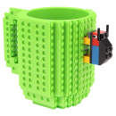 Trinkbecher Bausteine DIY 350ml Neon Grün - Kaffeebecher