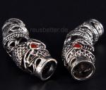 Antik Silber Bart Perle mit rotem Drache - Viking LARP Dreadlocks Haarschmuck