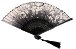 Handfächer mit Kirschblüten Motiv in Schwarz Bambusfächer