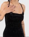 Killstar Obsidian Lounge-Kleid Pannesamt und Spitzeneinsätze