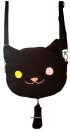 Handtasche NemuNeko Katzen Umhängetasche verstellbar Samt schwarz