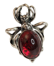 Gothic Spinnenring Silber mit rotem Harzstein - verstellbar