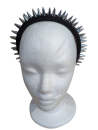 Gothic Industrial Haarreif Schwarz-Silber – Spike Design zwei Reihig