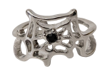 Spinnennetzring verstellbar mit Schmuckstein - Silber/Schwarz