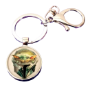 Star Wars Baby Yoda- Grogu Motiv Taschen - Schlüssel Anhänger | Glascabochon | Silber