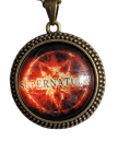 Supernatural Feuer Pentagramm Kette Glas Cabochon Bronze