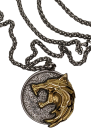 The Witcher Gerald Wild Hunt Motiv Wolf Gold - Silber 3D Medallion Kette Edelstahl