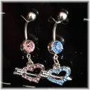 Bauchnabelpiercing 1.6 / 14 G Kristall Herz mit Pfeil