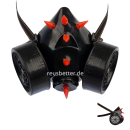 INDUSTRIAL, CYBER ,Gothic, Club ☑️ GASMASKE UV Spikes Rot ☑️ Unisex